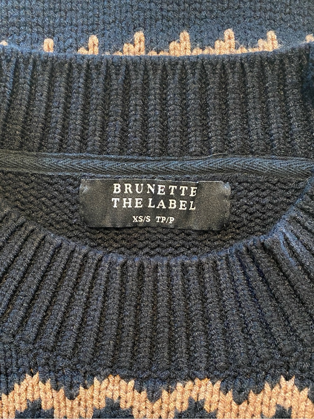 Brunette the Label Fair Isle Knit Sweater Black Brown Oversized XS/S - Picture 4 of 11
